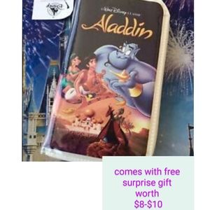 NWT Aladdin Disney Parks VHS Zipper Wallet